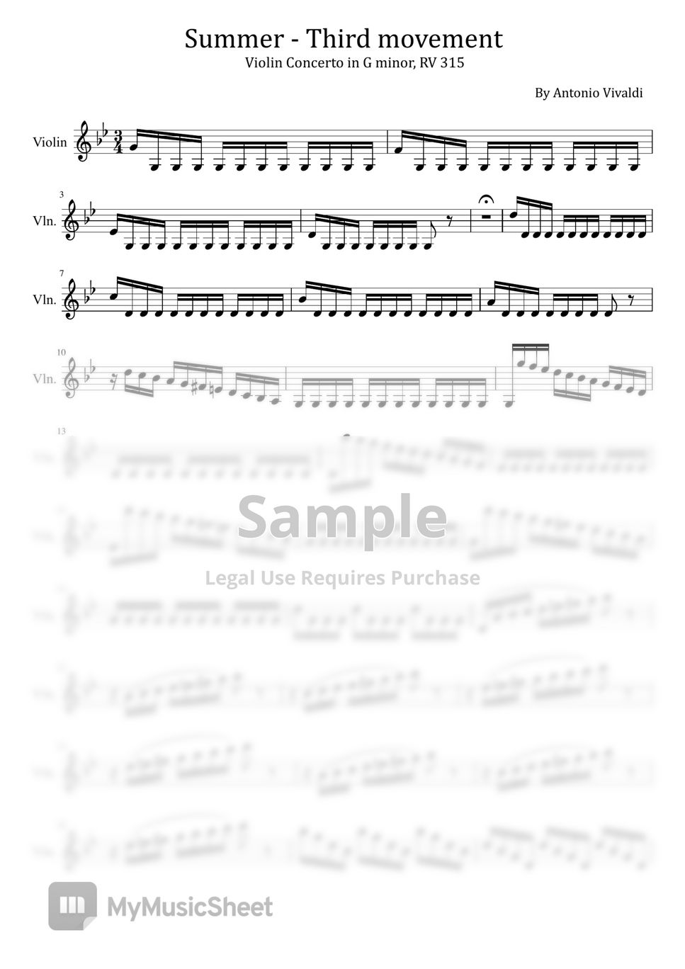 Antonio Vivaldi - Summer - Third movement - For Volin Solo (维瓦尔第 四季 夏 - Violin Concerto in G minor, RV 315 -  - The Four Seasons - Vivaldi) by poon