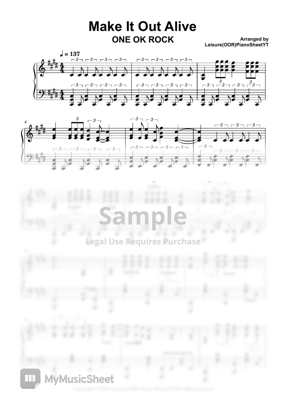 ONE OK ROCK Make It Out Aliv (Monster Hunter Now OST) Sheets by