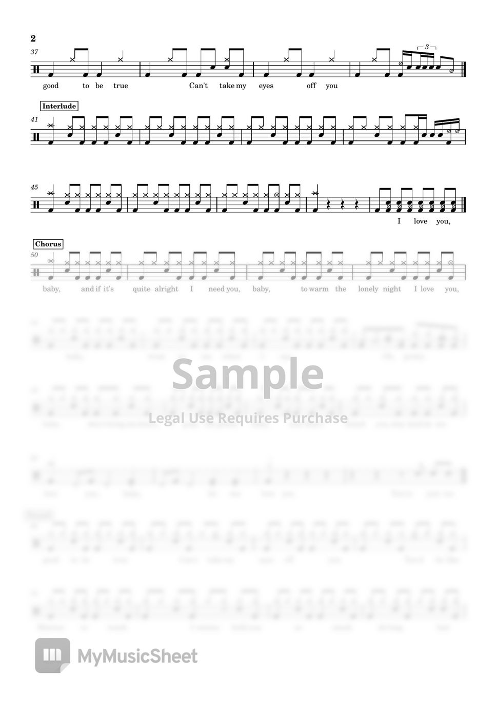 frankie-valli-can-t-take-my-eyes-off-you-drumscore-lyrics