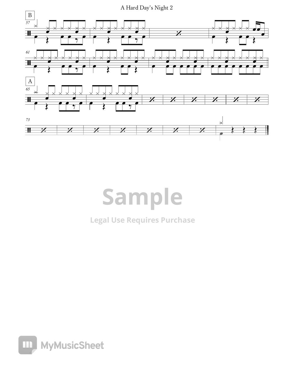 The Beatles A Hard Day's Night Sheet by Arkadia Drums