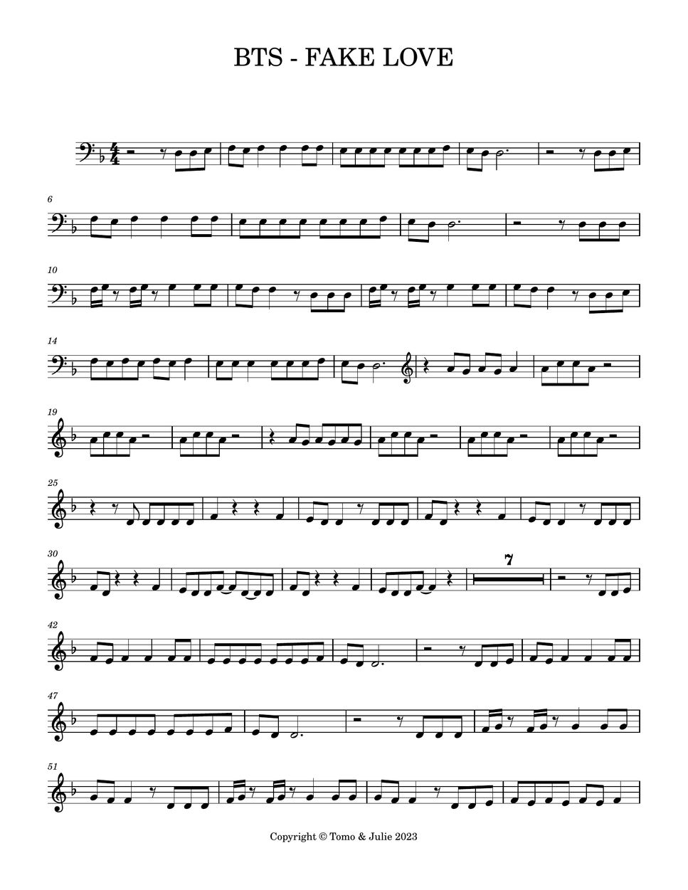 BTS FAKE LOVE (Cello Part) Sheets by Tomo & Julie