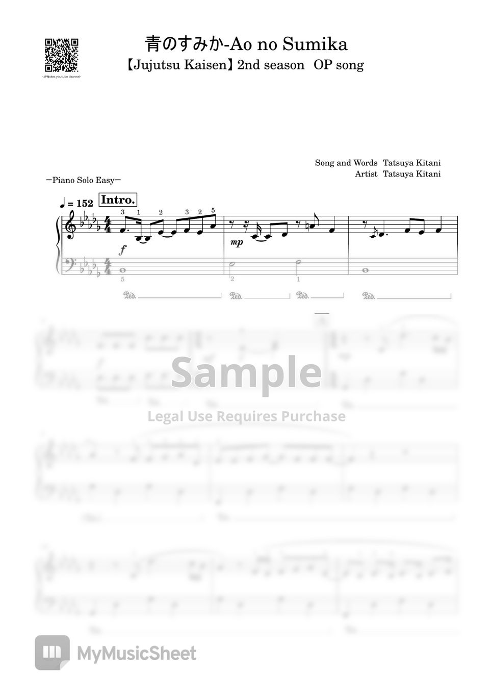 EASY] Jujutsu Kaisen Opening 1 Sheet music for Piano (Solo)