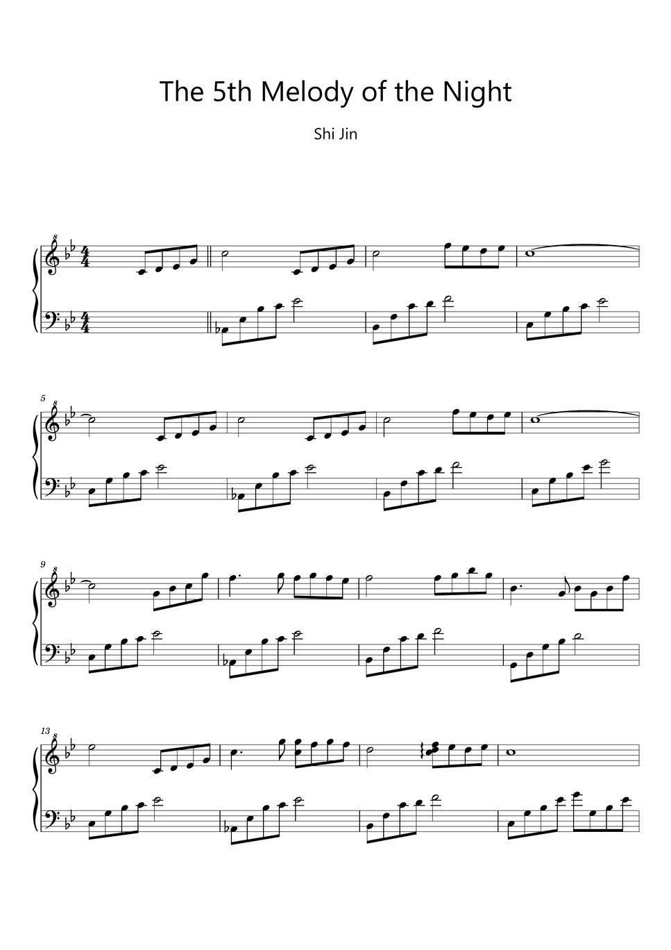 Shi Jin - The 5th Melody of the Night (Sheet Music, MIDI,) by sayu