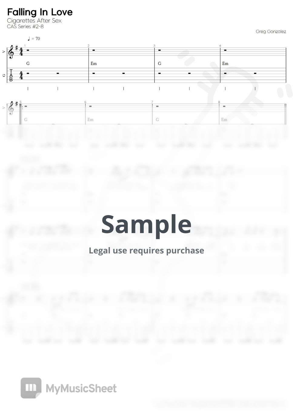 Cigarettes After Sex - Falling In Love Tab + 1staff by 기타선생