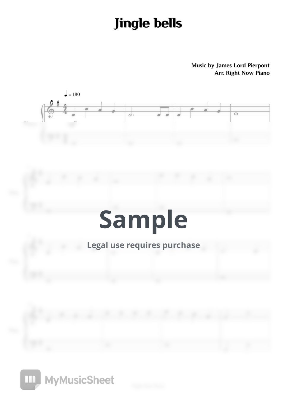James Lord Pierpont Jingle bells Sheets by Right Now Piano