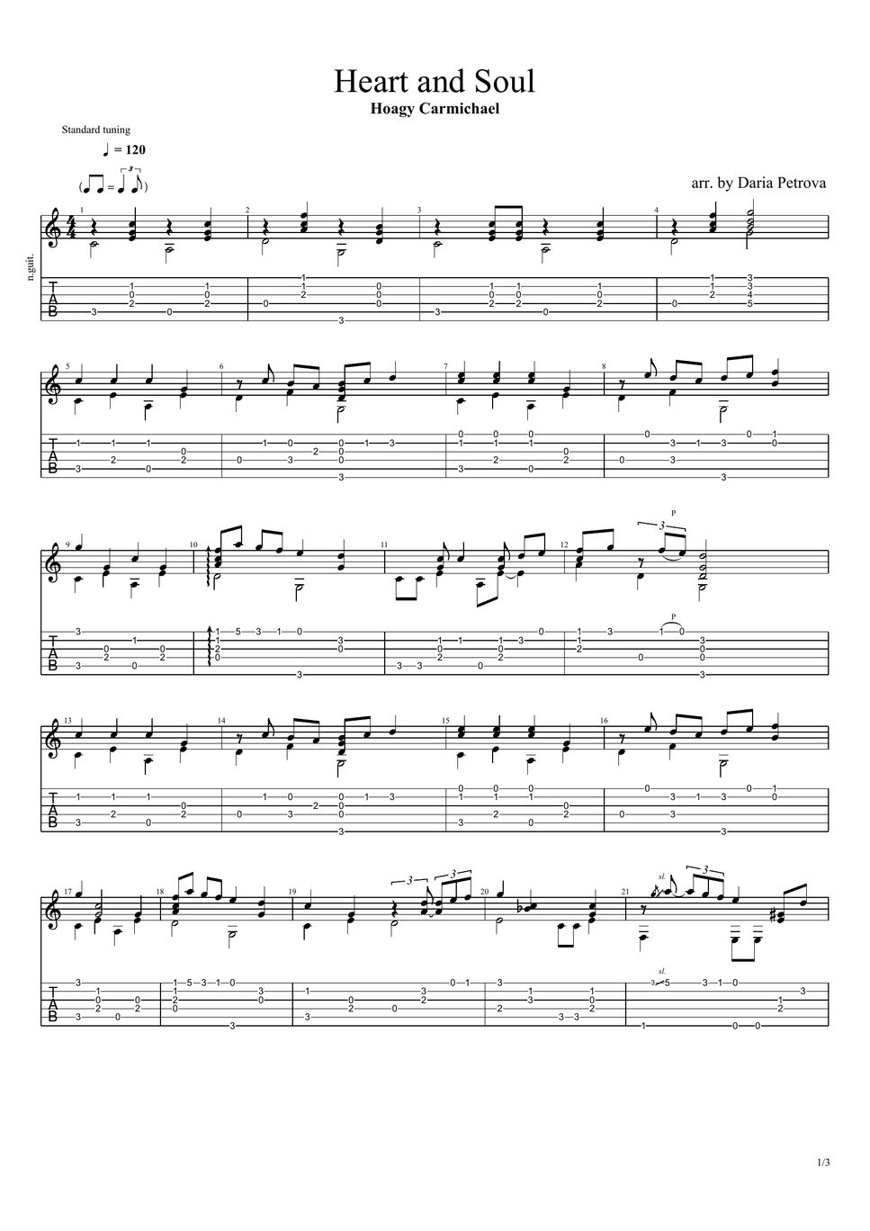 Hoagy Charmichael Heart and Soul (Fingerstyle Guitar Arrangement