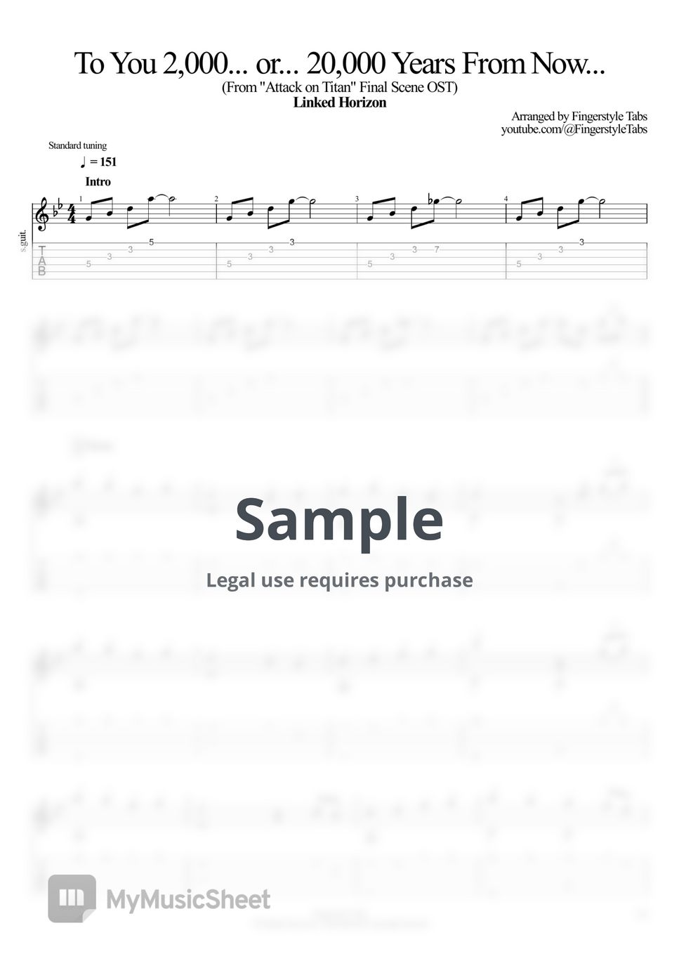 Linked Horizon - (Attack on Titan OST) To You 2,000... or... 20,000 Years From Now... (Fingerstyle) by Fingerstyle Tabs