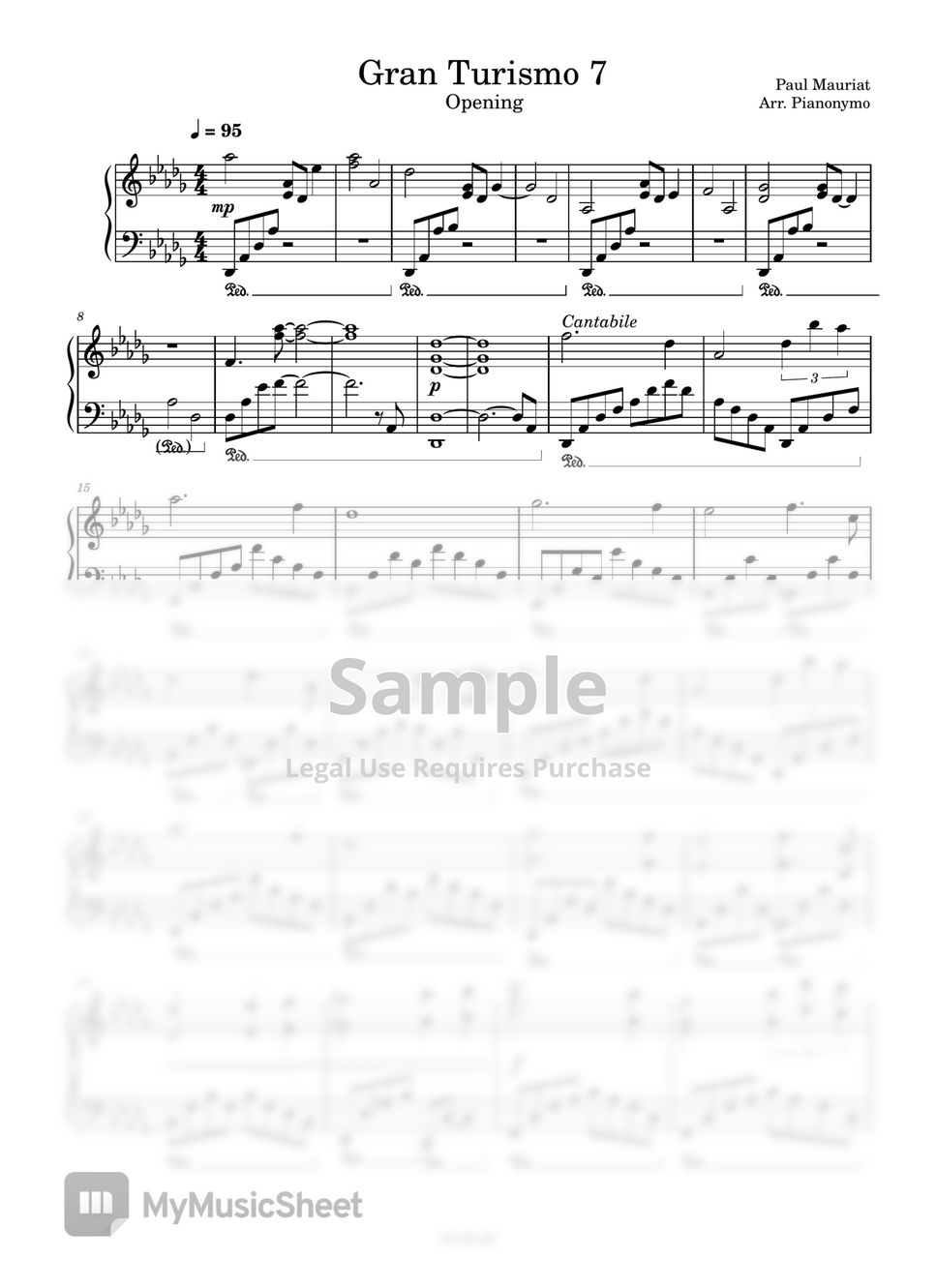 Paul Mauriat - Gran Turismo 7 - Opening Sheets By Pianonymo