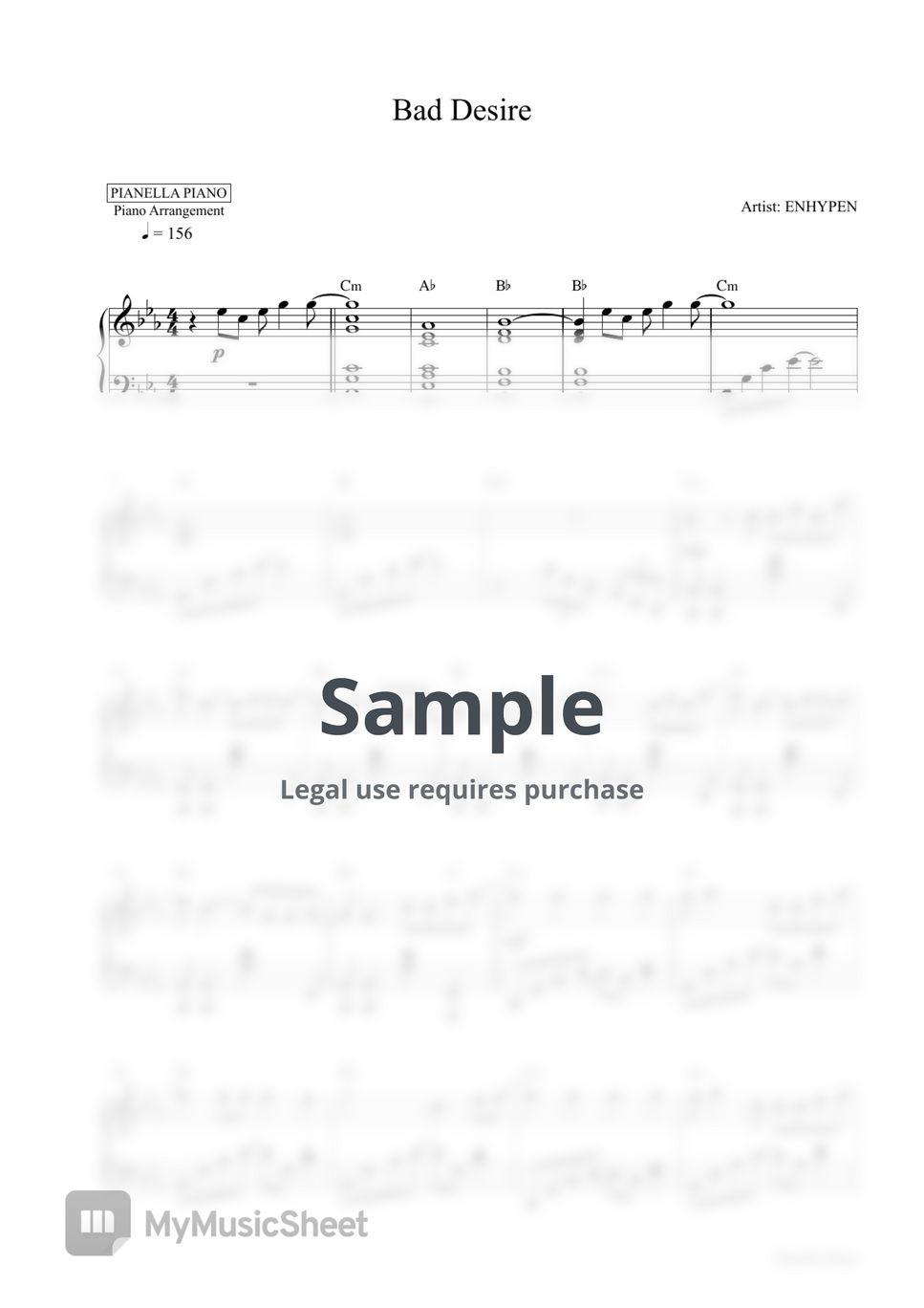ENHYPEN - Bad Desire (Piano Sheet) by Pianela Piano