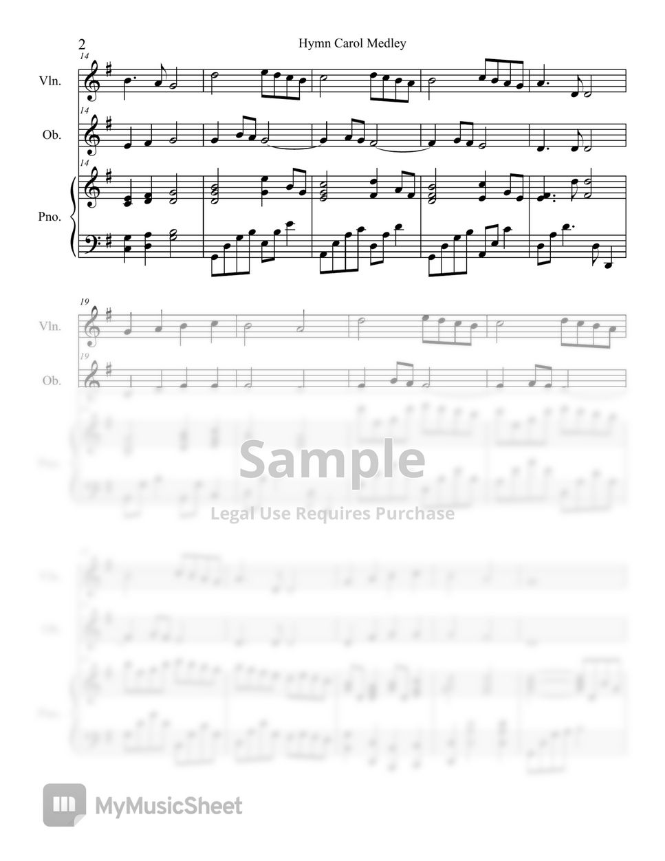 Traditional FrenchMelody, Arr. by E.S.Barnes/ F.Mendelssohn, Arr. by W.H. Cummings/ G.F.Handel Arr. by L.Mason - Christmas Carol Medley No.1 (Piano Trio(Vn. Ob. Pf.)) by Pianist Jin