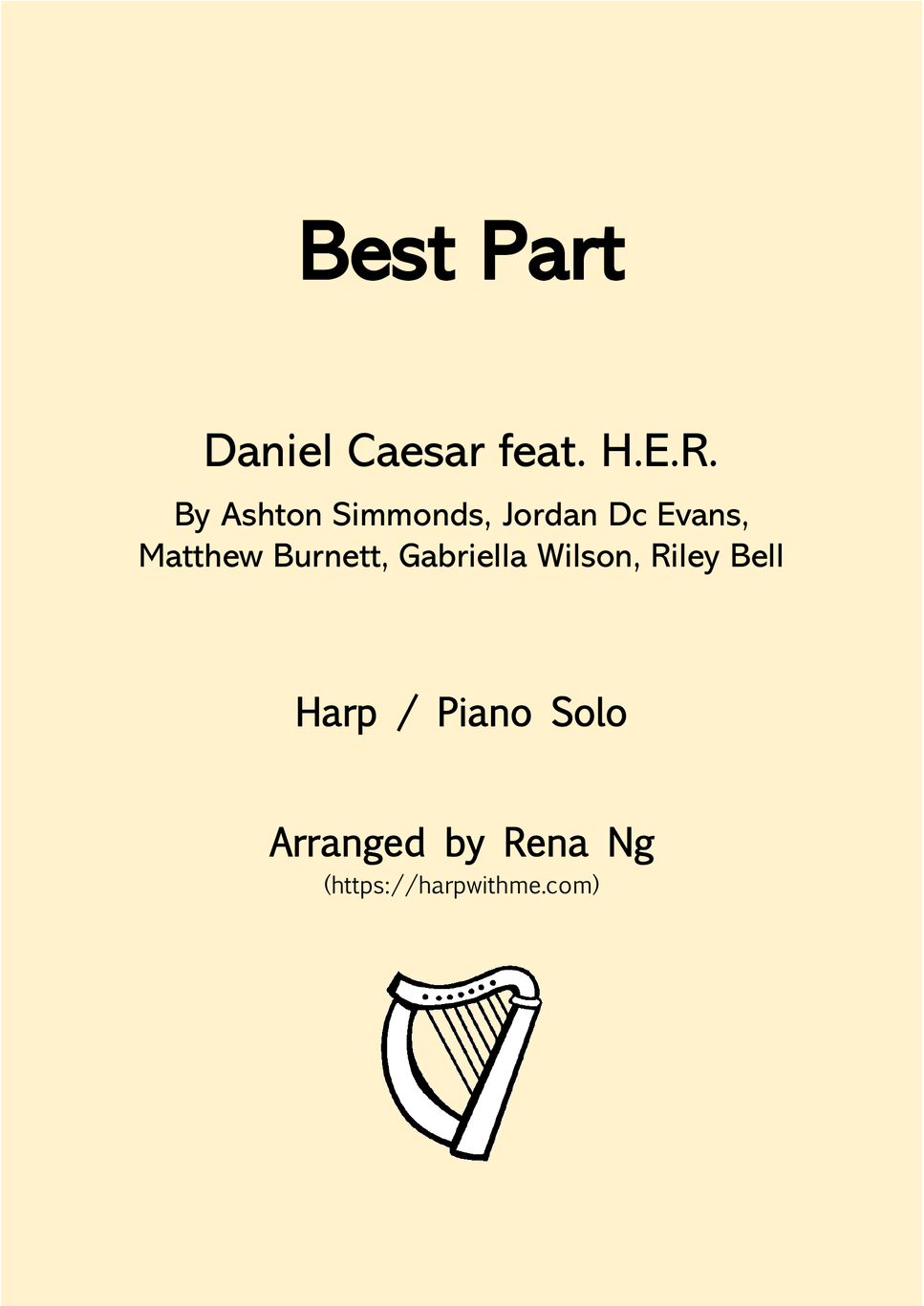 Daniel Caesar ft. H.E.R. - Best Part (Harp / Piano Solo) - Intermediate by Harp With Me