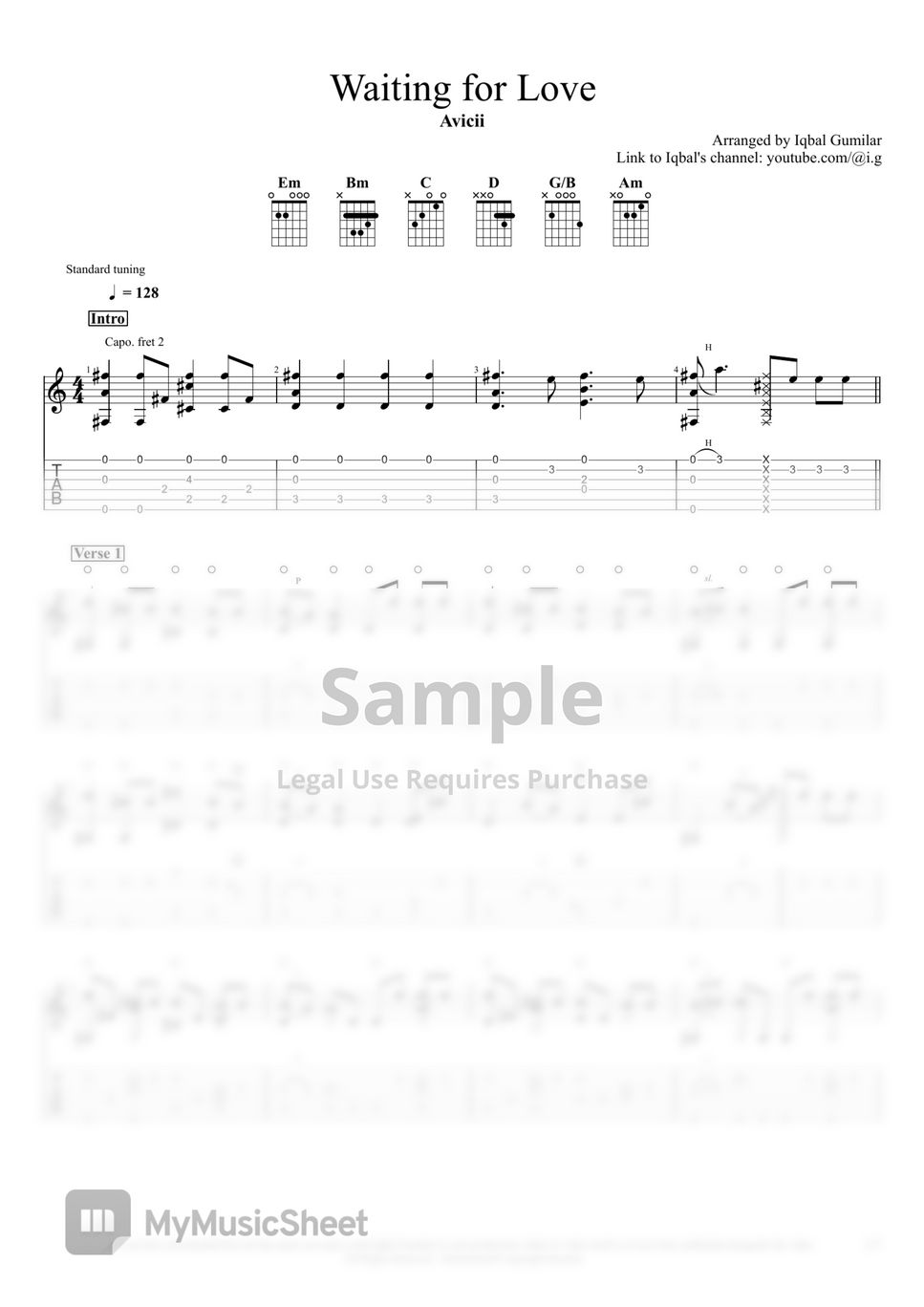 Avicii Waiting for Love (Fingerstyle guitar) Sheets by Iqbal Gumilar