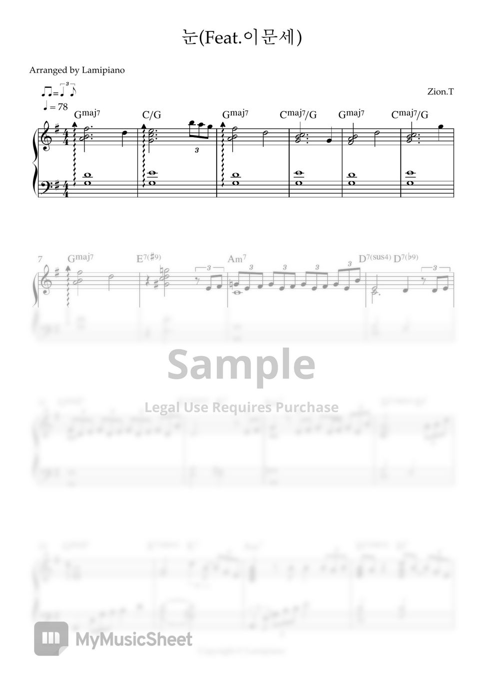 Zion t snow k pop chords jazz piano sheet music by lamipiano