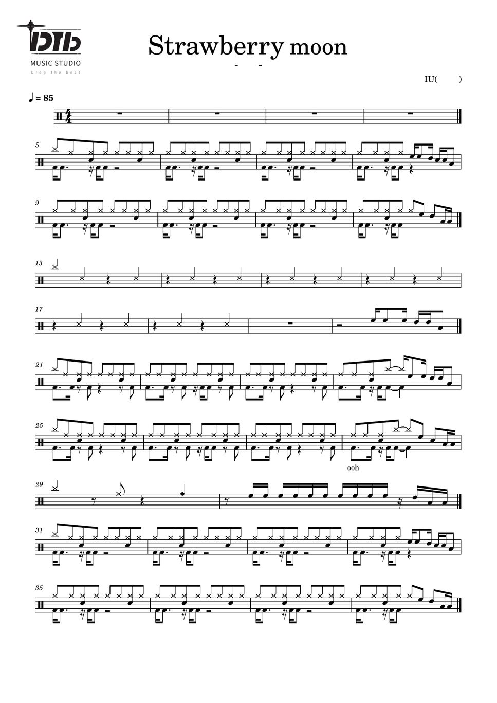 IU(아이유) Strawberry moon(중급자용) Sheet by Drumming Joong/이세중