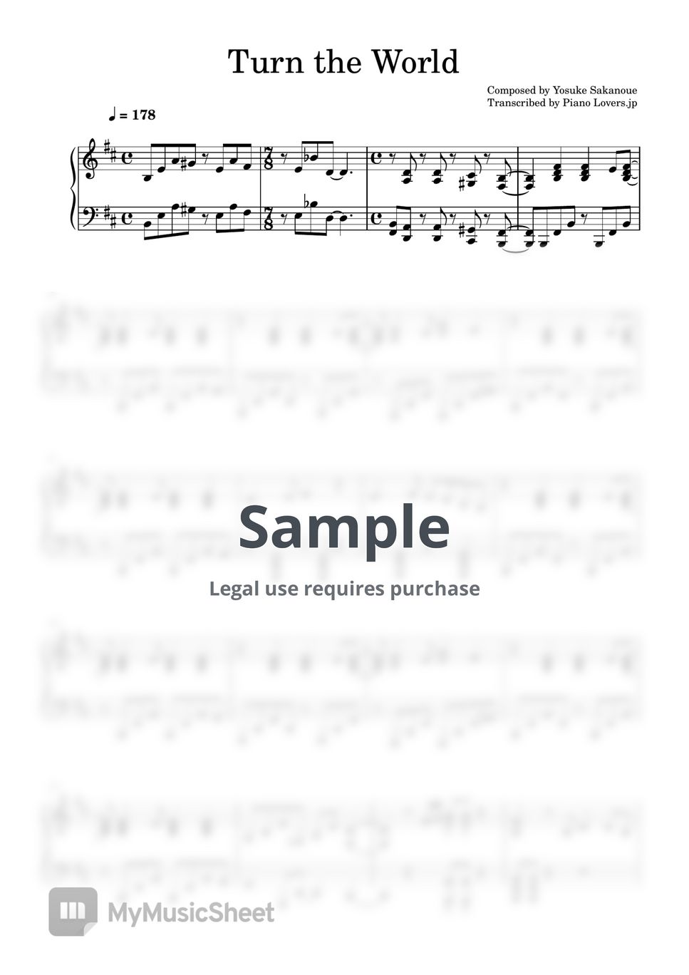 Nana Mizuki Turn the World (SHAMAN KING FLOWERS) Sheets by Piano