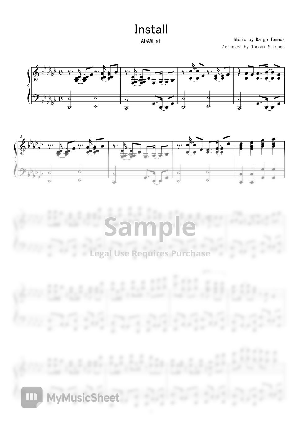 ADAM at - Install 楽譜 by piano*score