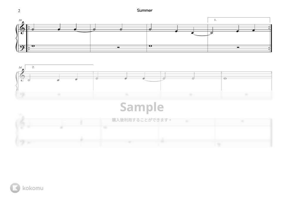 久石譲 - Summer (very easy level1~4 collection) by Sunny Fingers Piano