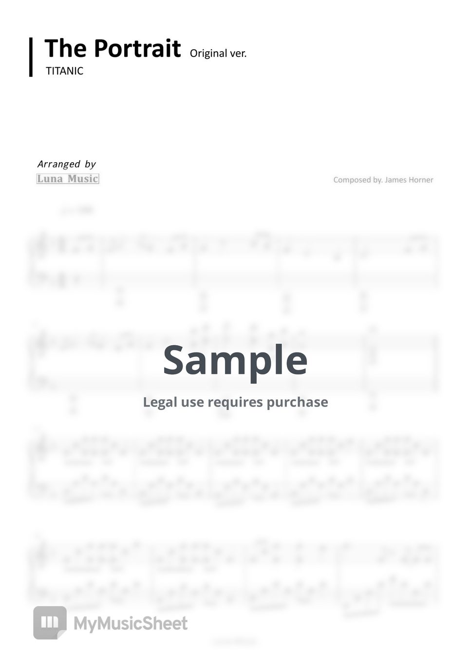 Titanic OST The Portrait Rose's Theme (Original Piano Sheet) Hoja