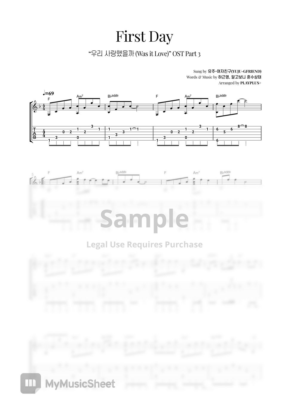 YUJU GFRIEND First Day Was It Love OST Part 3 Partitura By Playplus