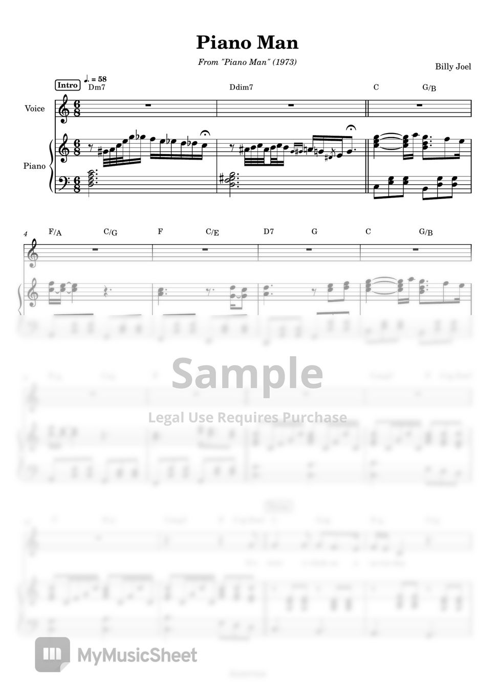 Billy Joel - Piano Man (Piano + Vocal) by Anacrusa