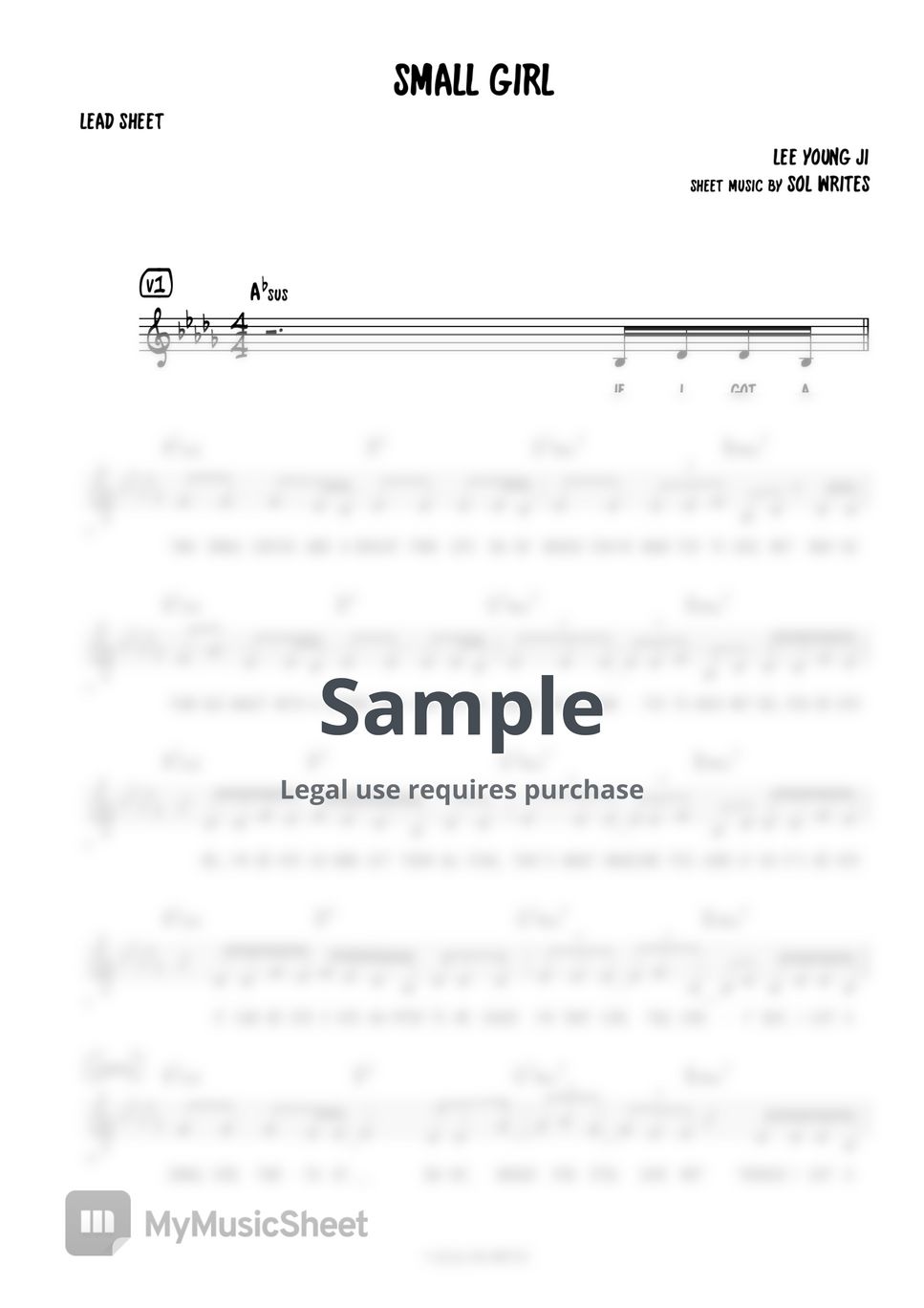 Lee Young Ji (Feat. D.O.) - Small Girl (ENG Lead Sheet - Chords & Lyrics  Rom.) Sheet Music by Sol Writes