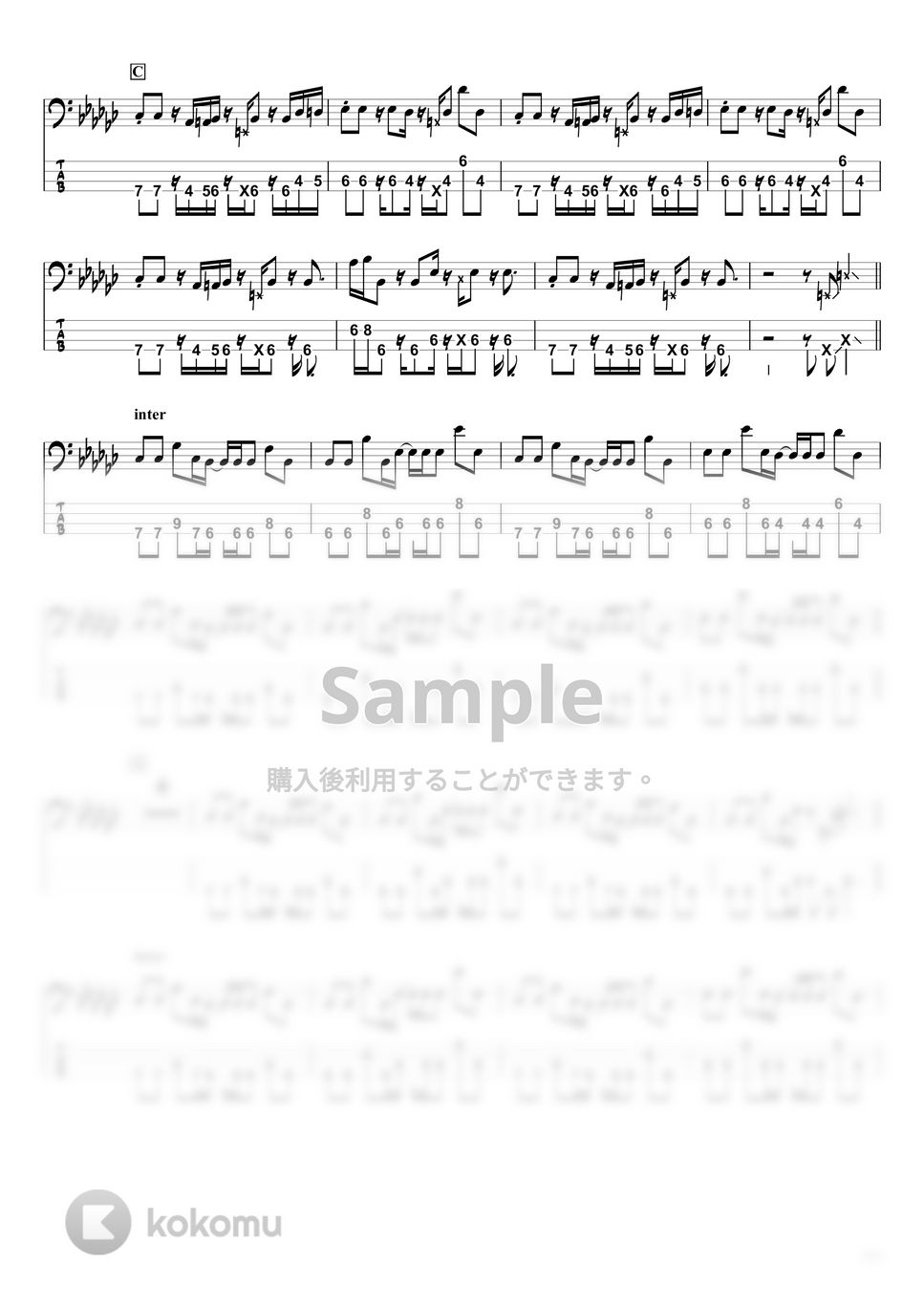 yama - 春を告げる (ベースTAB譜 / ☆4弦ベース対応) by swbass