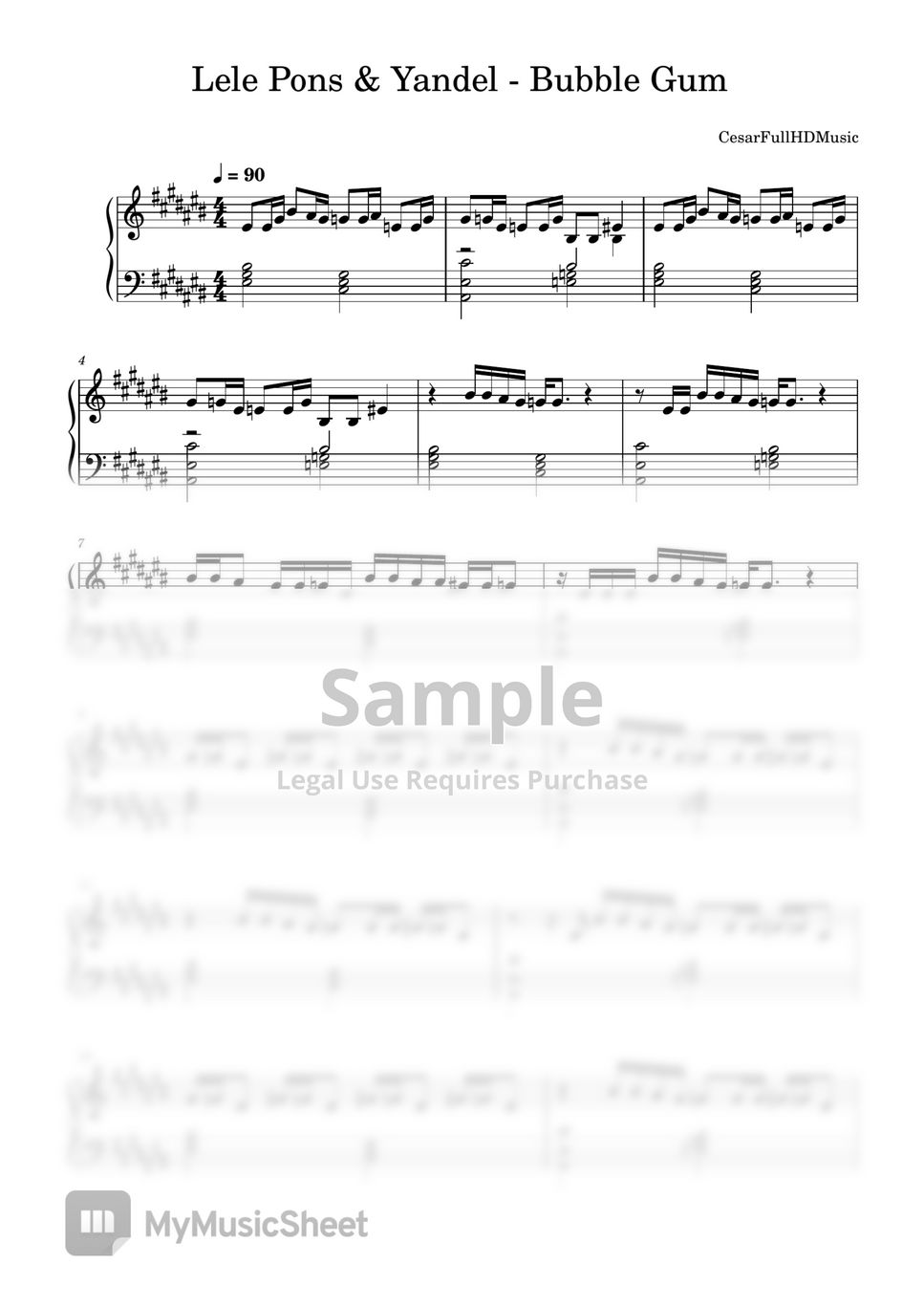 Lele Pons & Yandel Bubble Gum 악보