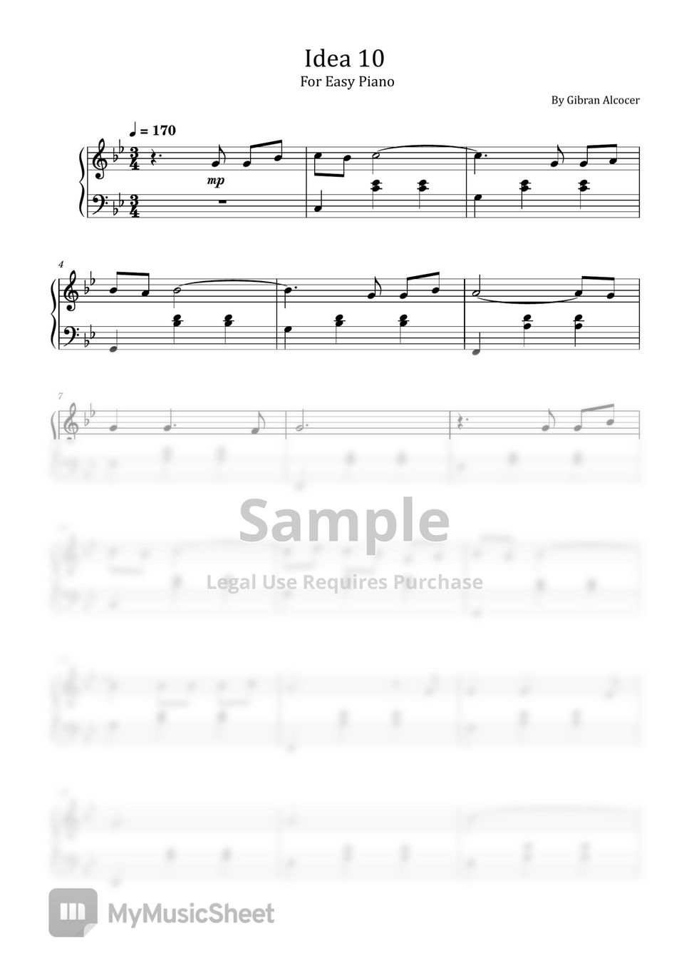 Gibran Alcocer - Idea 10 (For Easy Piano) Sheets by poon
