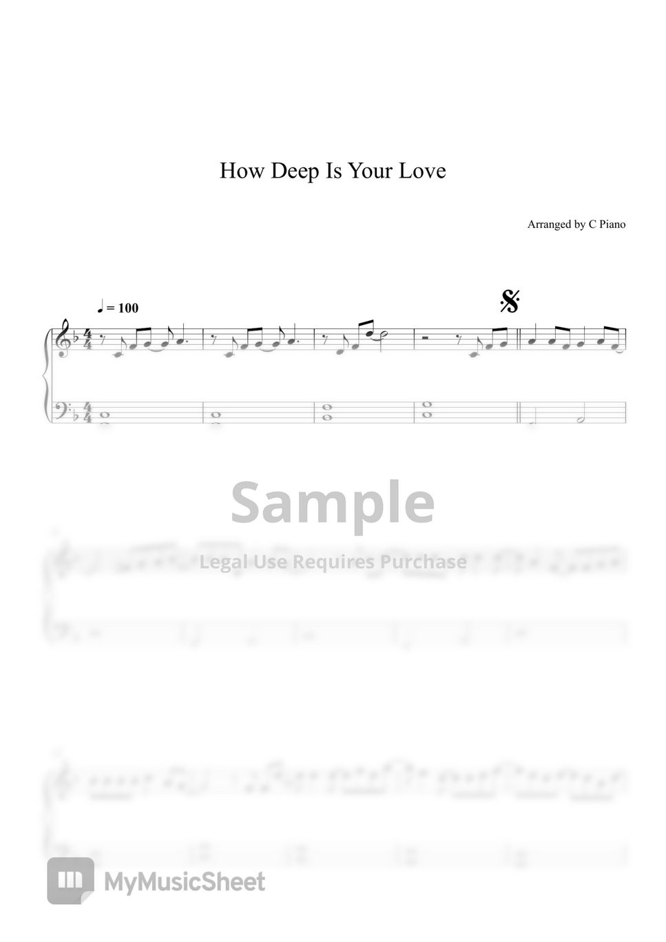 How Deep Is Your Love Sheet Music, Take That