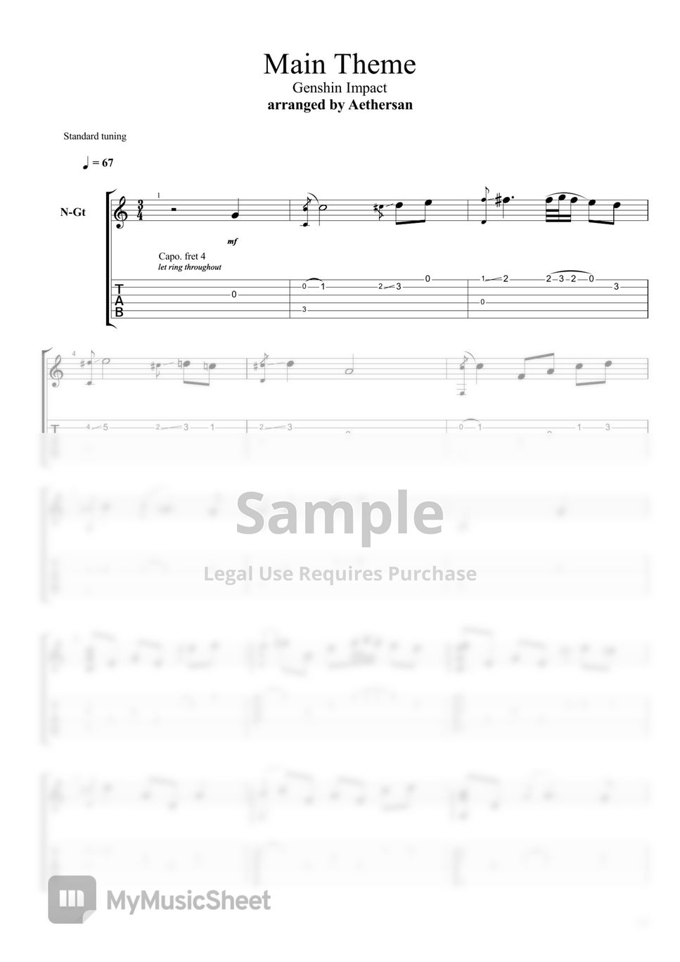 Dragonspine (Genshin Impact OST) Guitar Tab, PDF