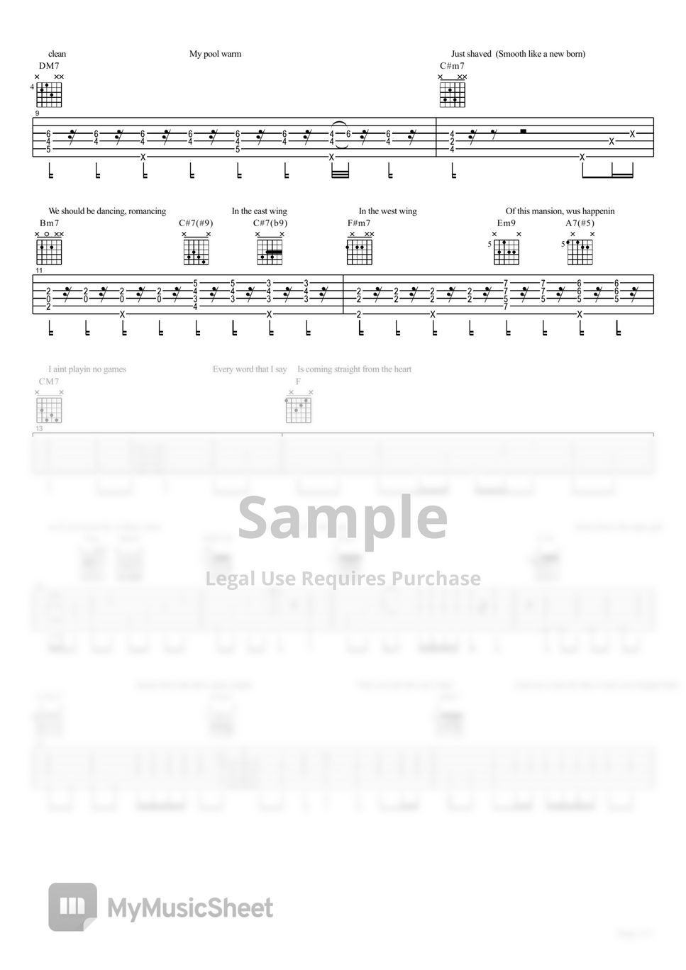 Bruno Mars - Leave the Door Open (Sam Kim version) guitar Tab