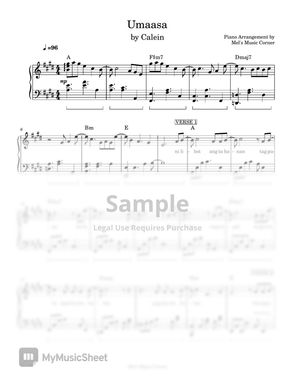 Calein Umaasa Piano Sheet Music Sheets By Mel S Music Corner