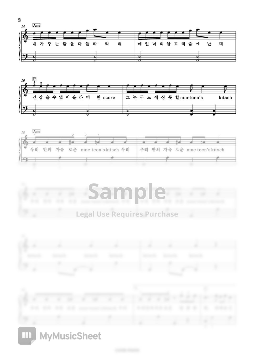 IVE (아이브) Kitsch (쉬운 악보, 다장조) 악보 by Lucid Piano