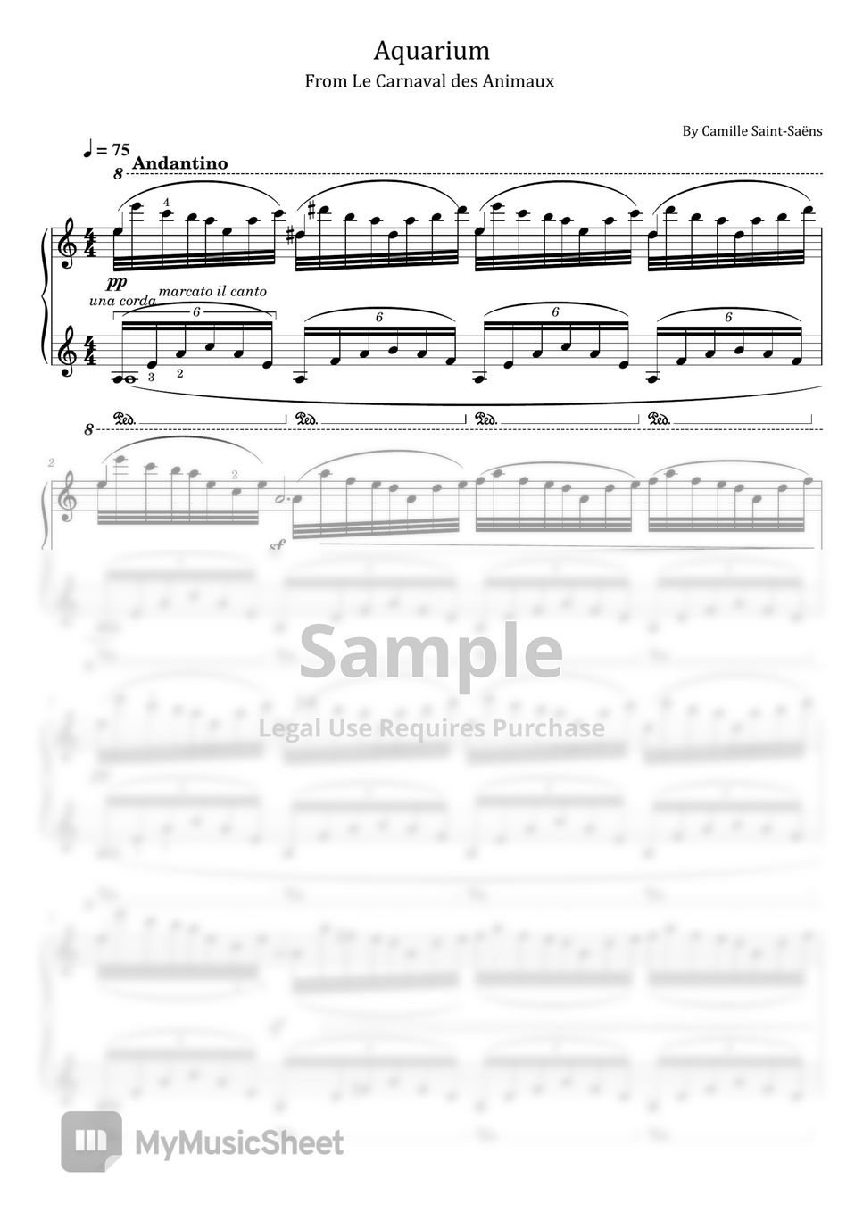 Camille SaintSaëns Aquarium From Le Carnaval des Animaux Original With Fingered For