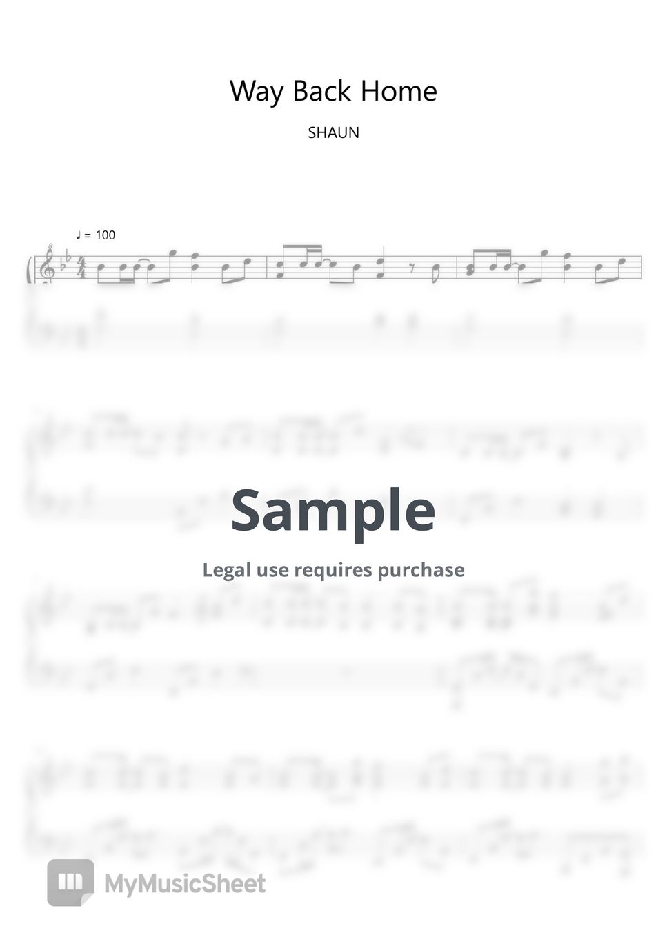 SHAUN Way Back Home (Sheet Music, MIDI,) Sheets by sayu