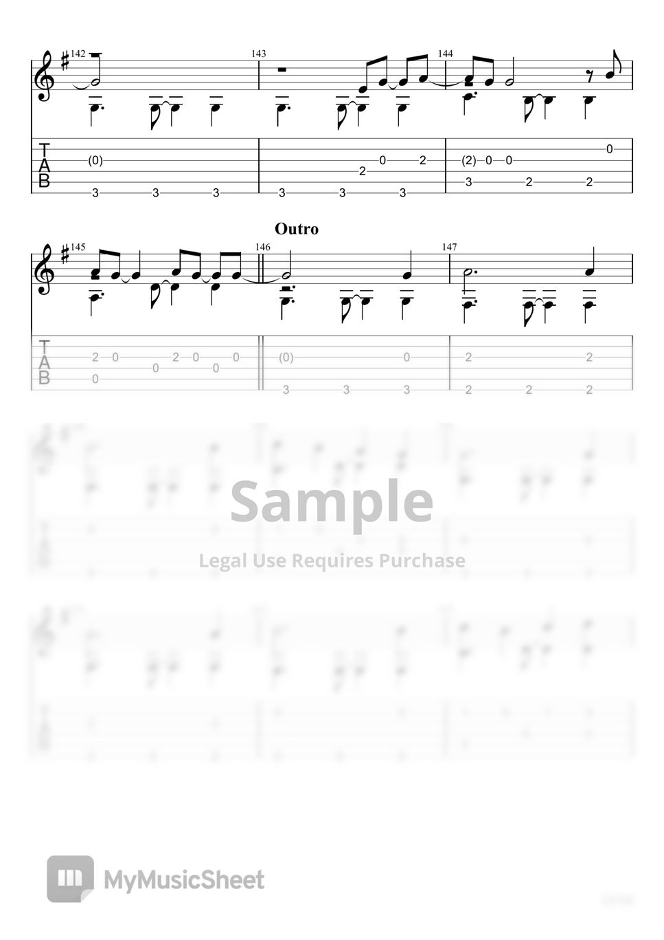 SUPER BUTTER DOG - SAYONARA COLOR (Fingerstyle) Sheet Music by