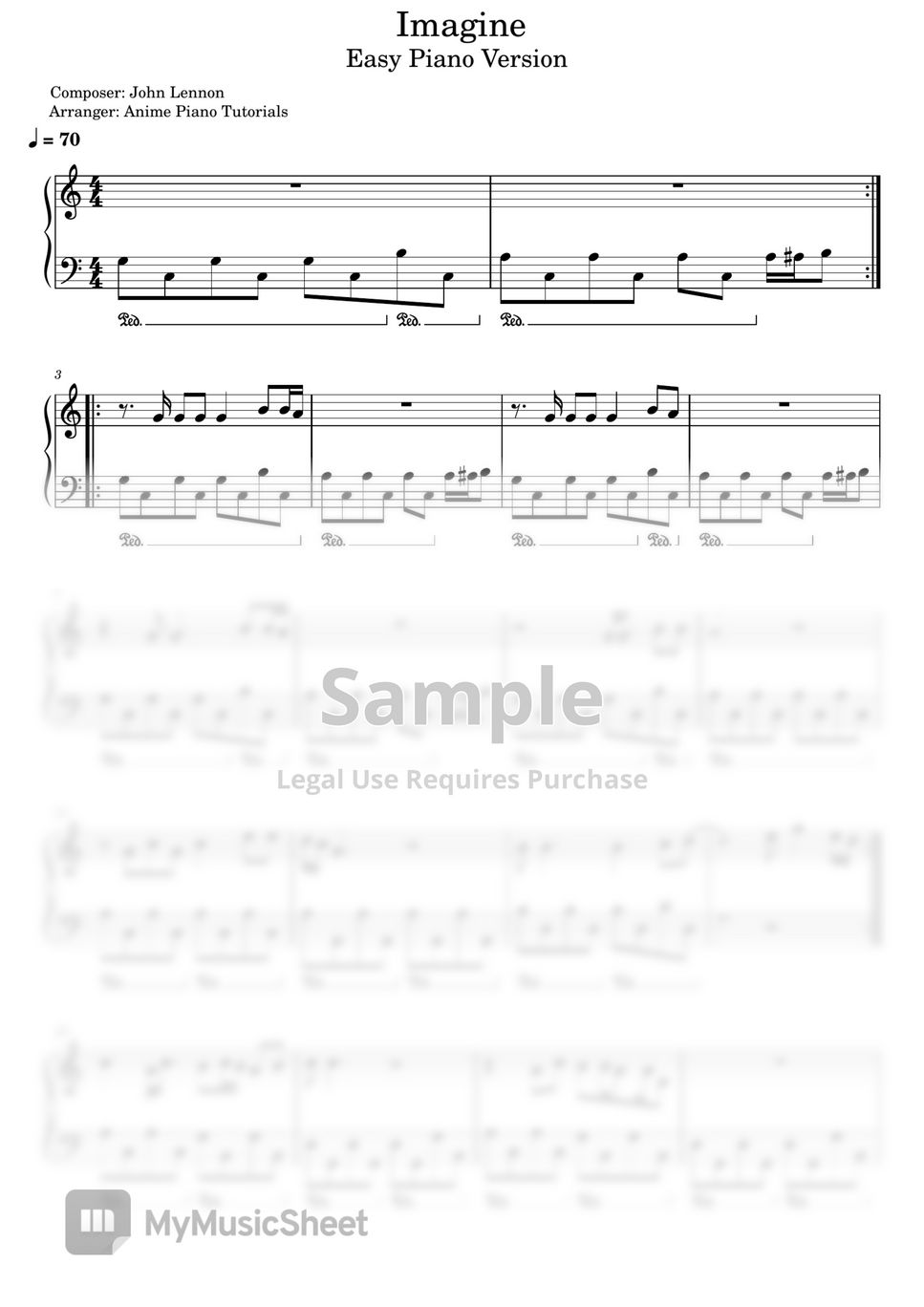 John Lennon Imagine (EASY) Sheets by Anime Piano Tutorials