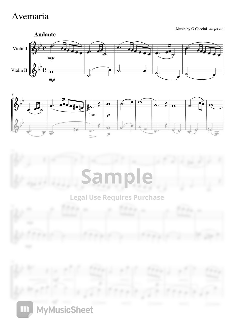 G.Caccini - Avemaria (Violin Duet) Sheets by pfkaori