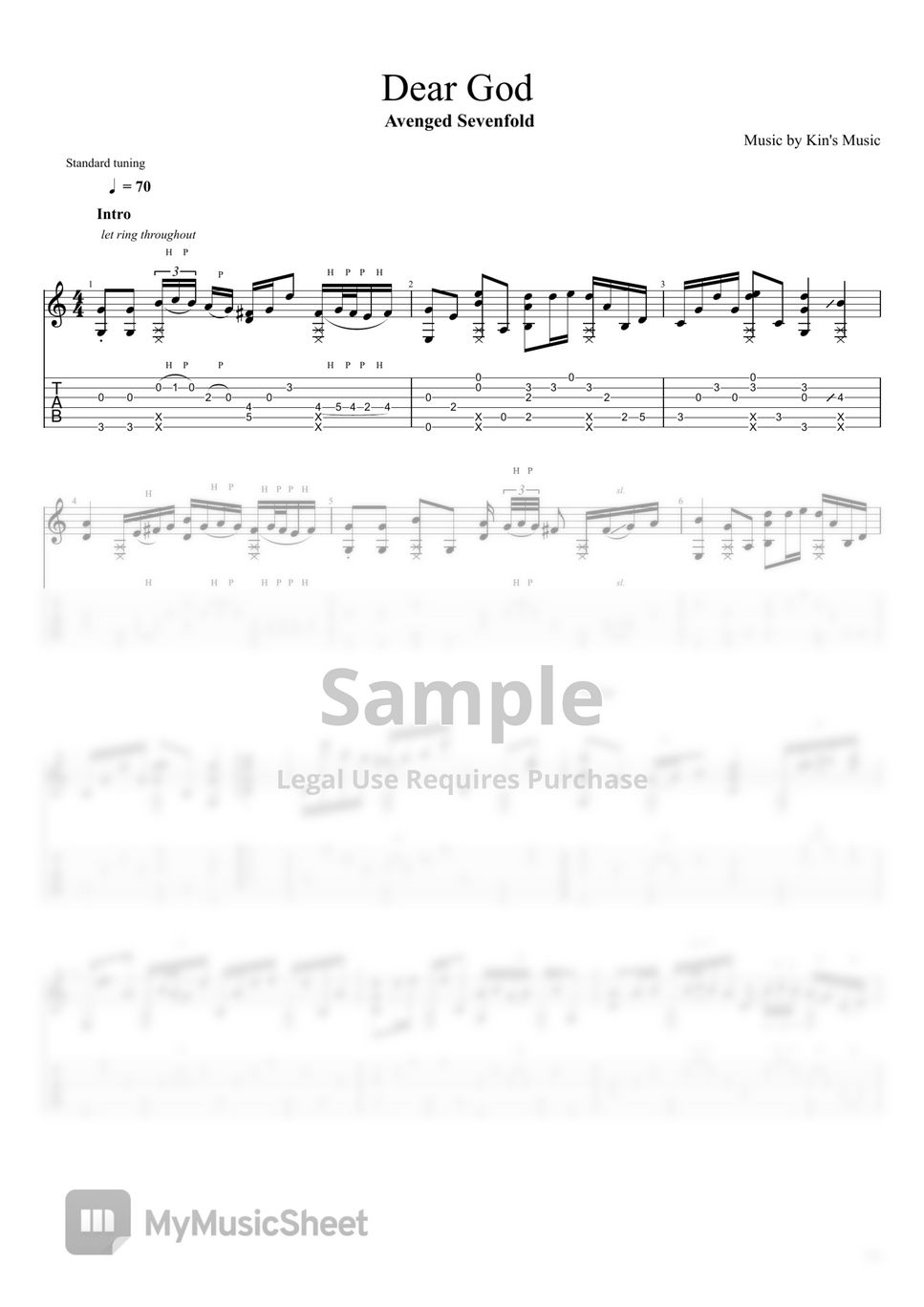 Avenged Sevenfold Dear God [Easy Guitar Fingerstyle For Beginner