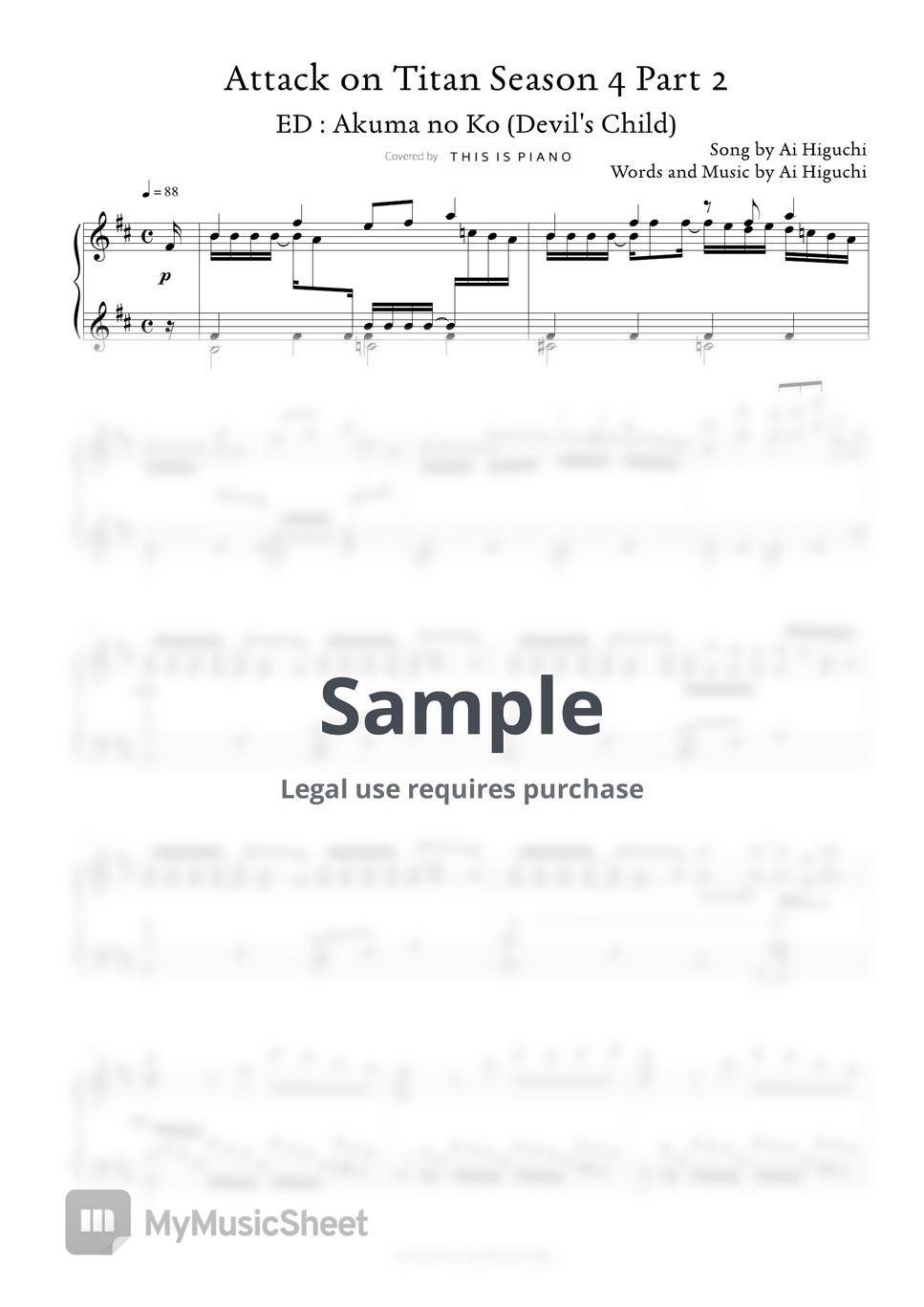 Shingeki No Kyojin Piano Collection Sheet music for Piano (Solo)