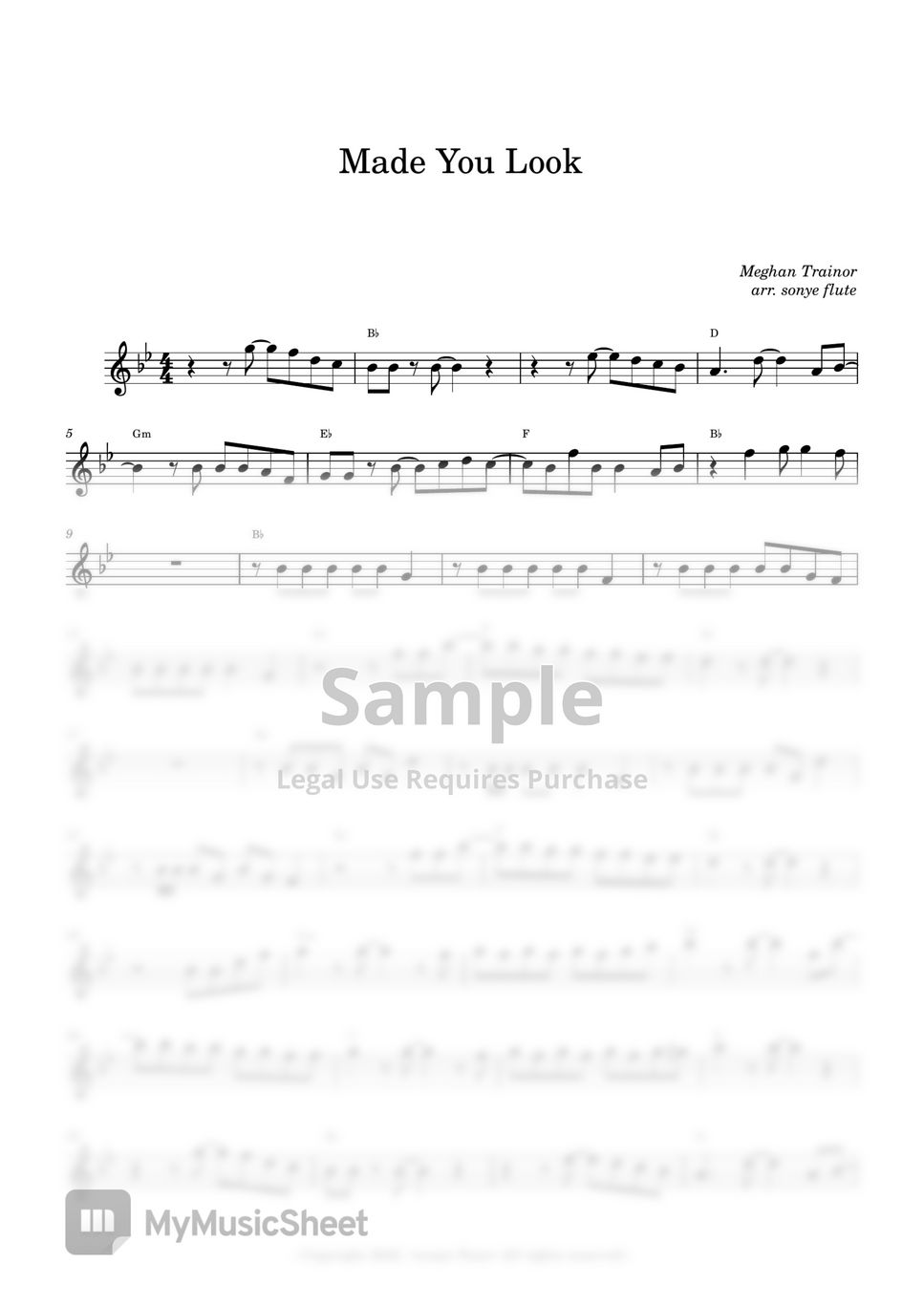 Meghan Trainor - Made You Look (Flute Sheet Music Easy) by sonye flute