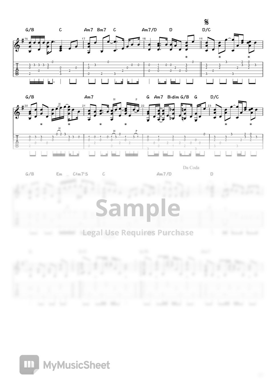 BUMP OF CHICKEN - スノースマイル (Guitar/TAB) タブ+五線譜 by
