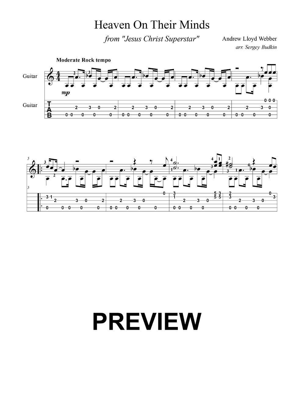 Andrew Lloyd Webber - Heaven On Their Mind Sheet By Buddy King