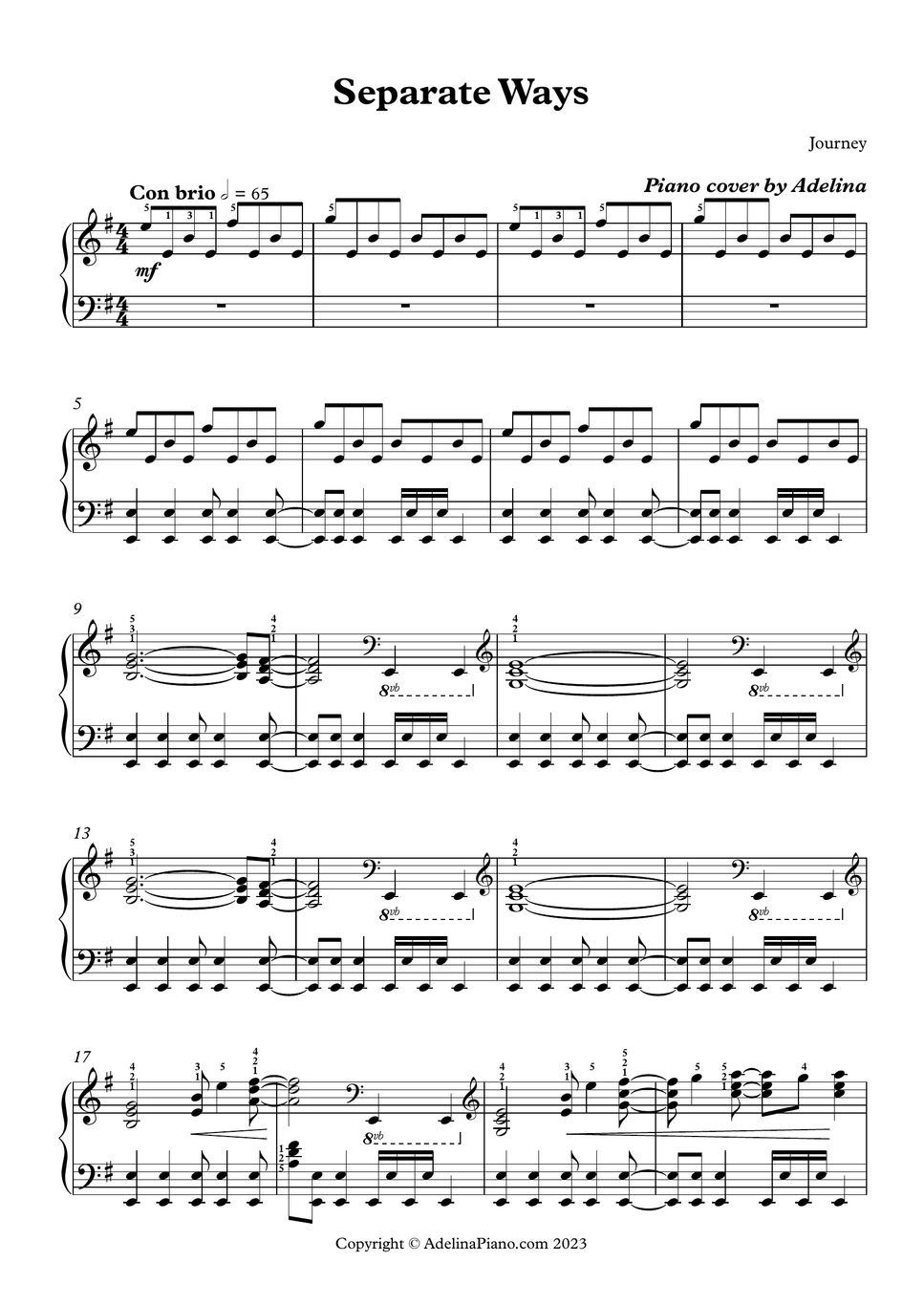 separate ways journey sheet music