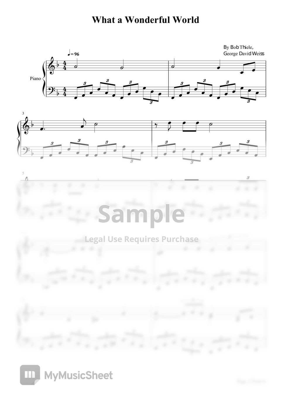 Bob Thiele, David Weiss What A Wonderful World (Piano Solo