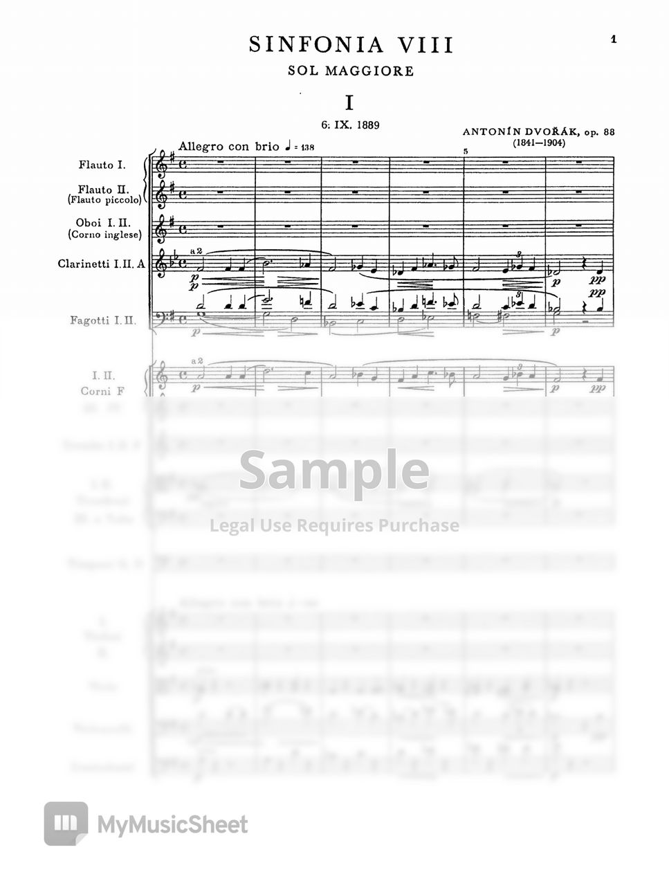 A. Dvorak - Symphony No. 8 in G major by Original Score