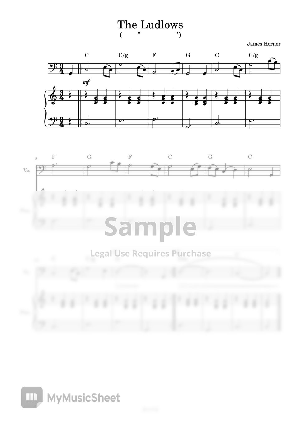 James Horner - the ludlows (첼로+피아노, 계이름 & 손가락 번호 포함) by 첼로마을