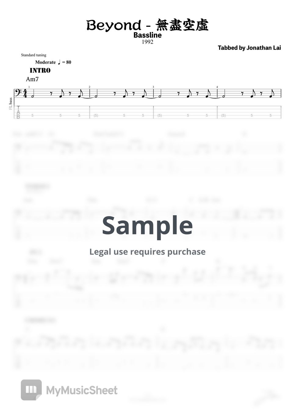 Beyond - 無盡空虛 (Bass Guitar Score) by Jonathan Lai