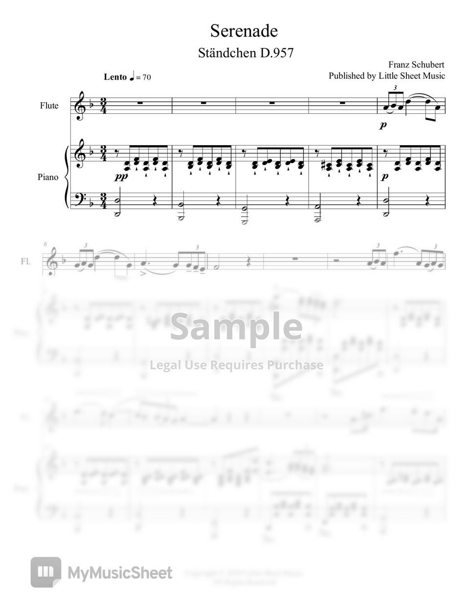 Franz Schubert - Ständchen (Serenade) from (Schwanengesang D.957) (Flute Solo with Piano Accompaniment) by Genti Guxholli