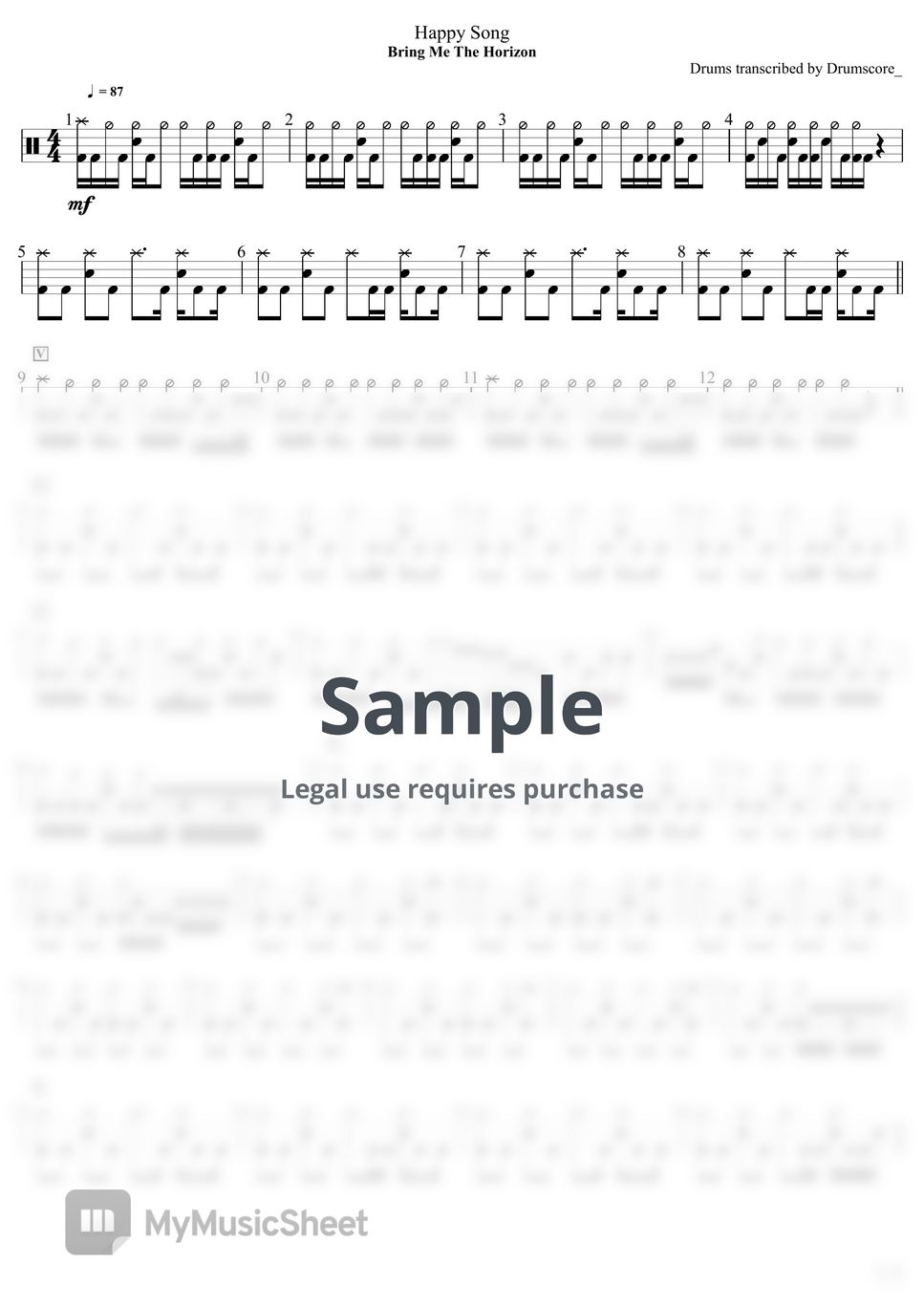 Bring Me The Horizon Second Heartbeat Bring Me the Horizon - Happy Song Sheets by Drumscore_